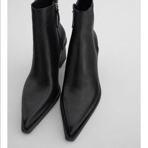 Zara black leather booties
